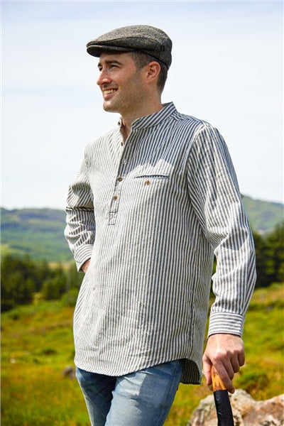 Gammaldags Farfarsskjorta Blå / Creme