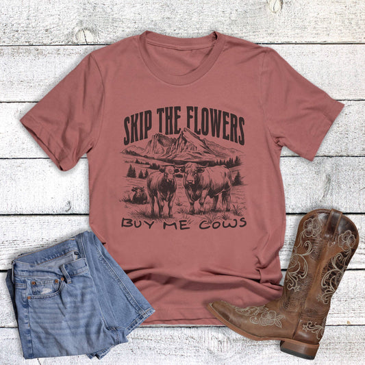 T-shirt Dusty Pink Skip Flowers Buy Cows