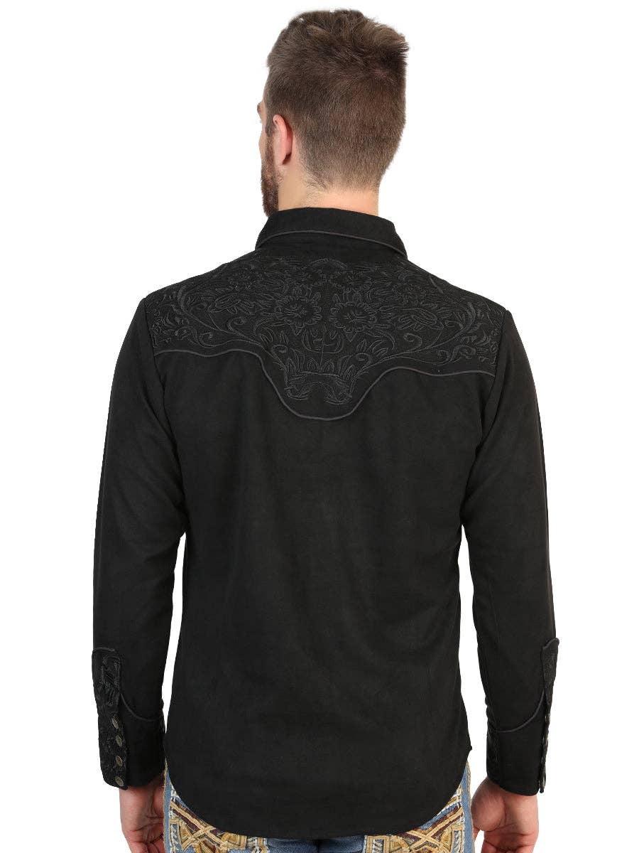Westernskjorta Svart Fuskmocka El General Western Wear