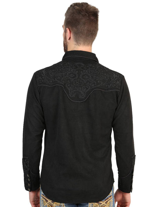 Westernskjorta Svart Fuskmocka El General Western Wear