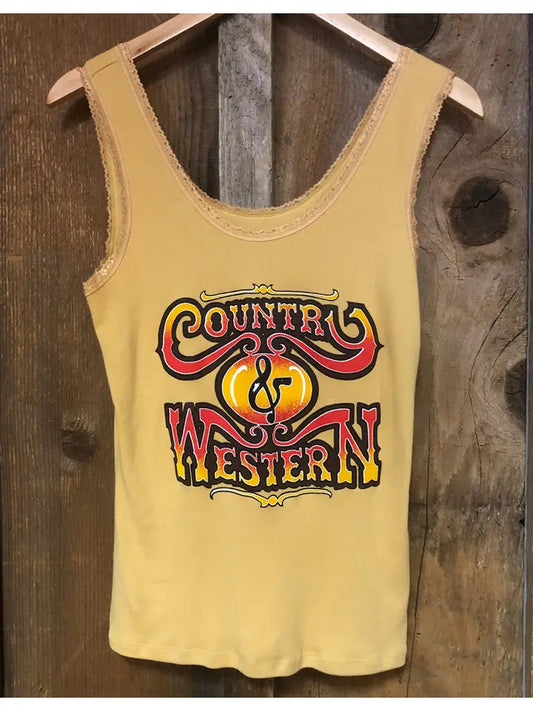 Linne gult med spets Country & Western