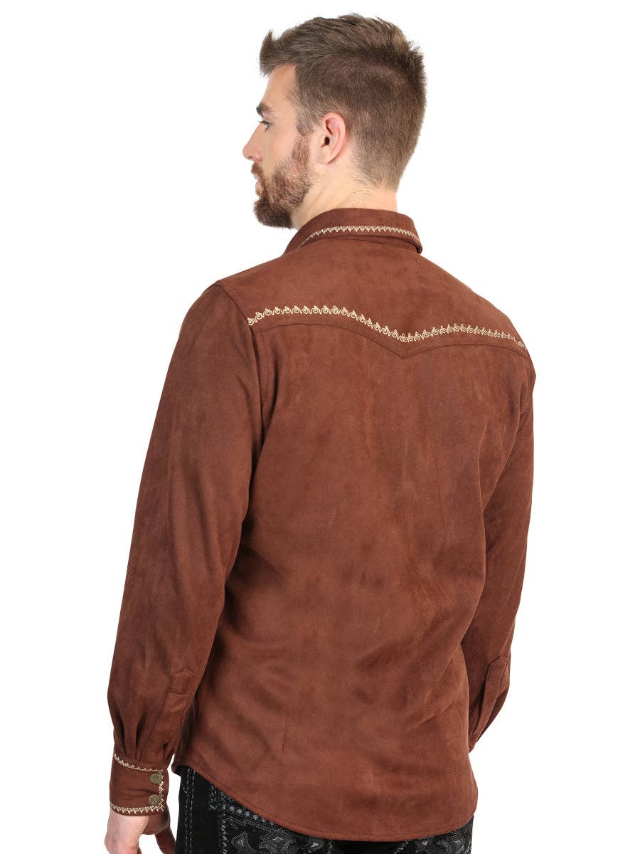 Westernskjorta Brun Fuskmocka El General Western Wear