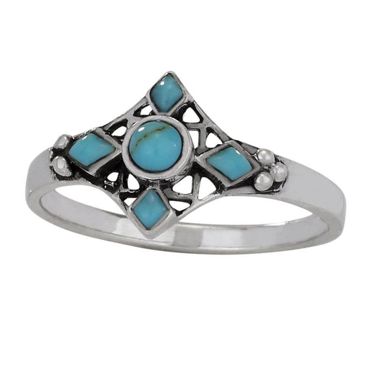 Silverring med fem Turquoisestenar