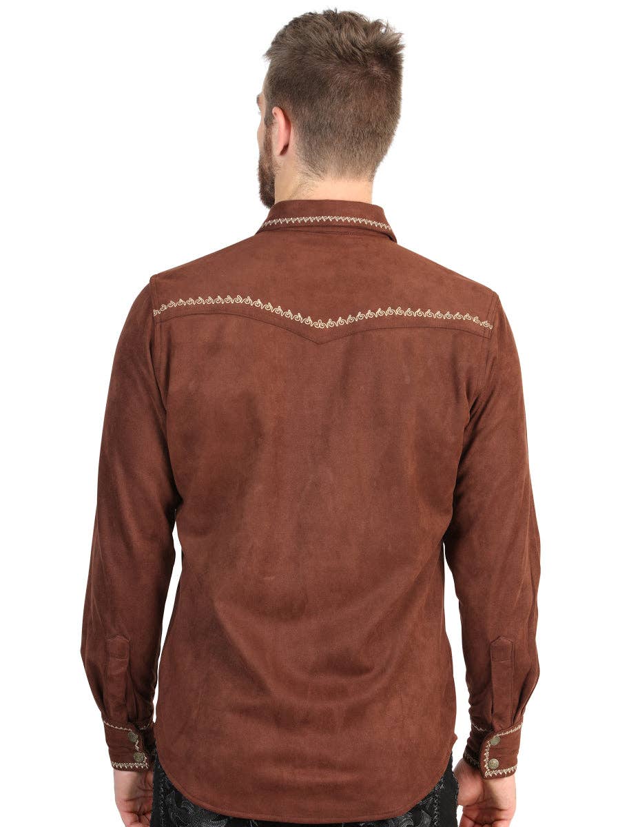 Westernskjorta Brun Fuskmocka El General Western Wear