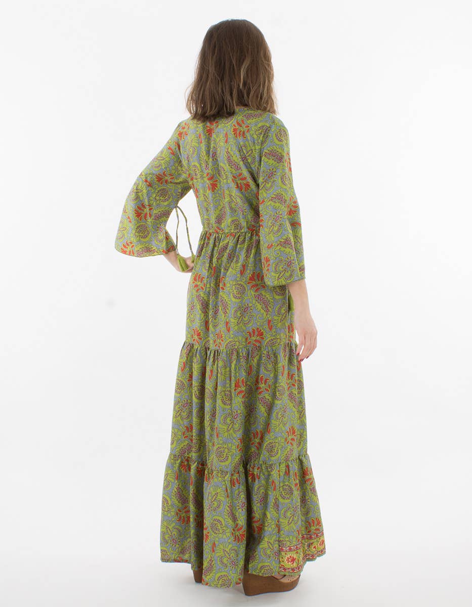 Klänning Western Boho grön lång