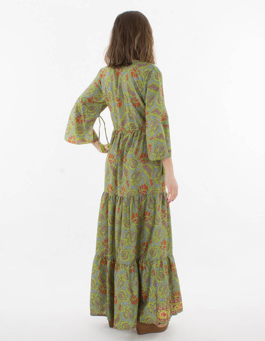 Klänning Western Boho grön lång