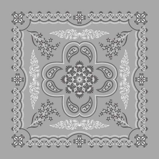 Stor Bandana Paisley Ljusgrå