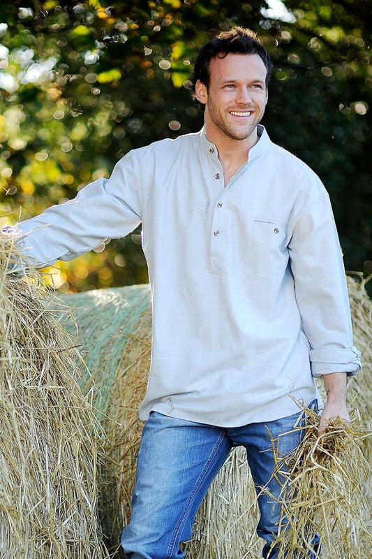 Gammaldags Farfarsskjorta Gråblå