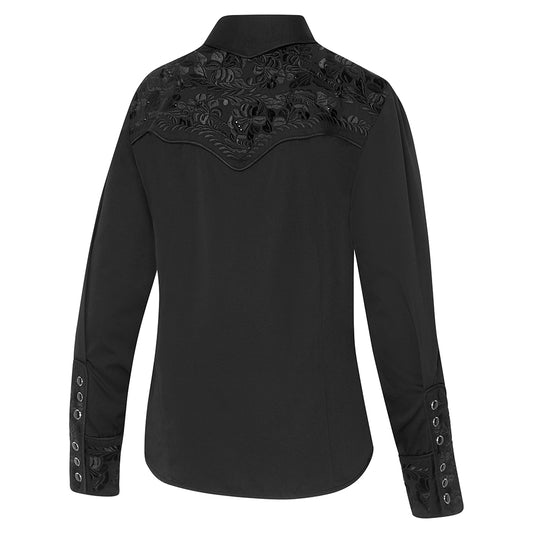 Westernblus Svart med svarta broderier