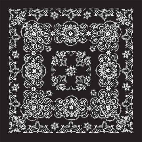 Stor Bandana Paisley Svart / Vit