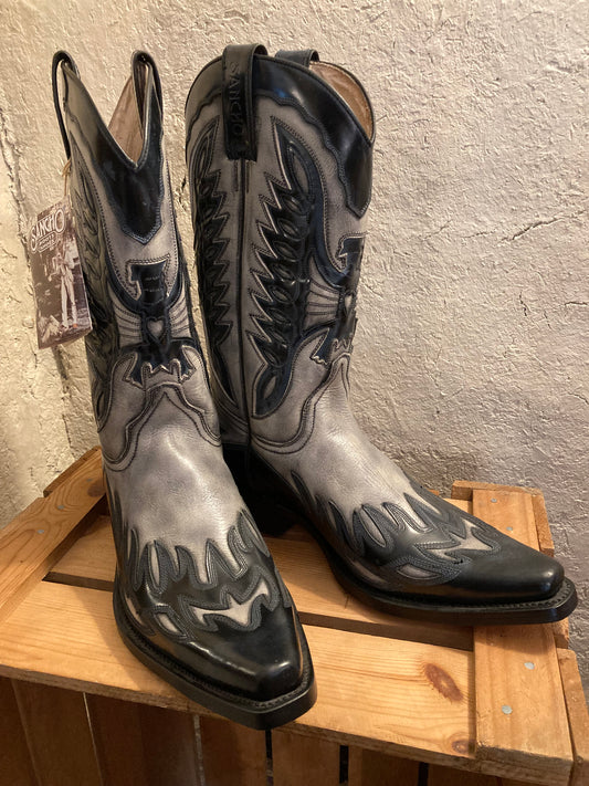 Sancho Läderboots Western Grå / Svarta st. 41