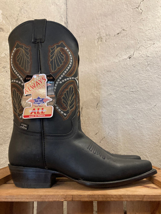 Stars&Stripes Läderboots Western Svarta
