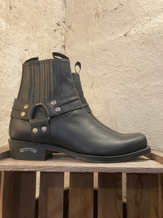 Sendra Läderboots Biker Svarta Lågskaftade st. 45