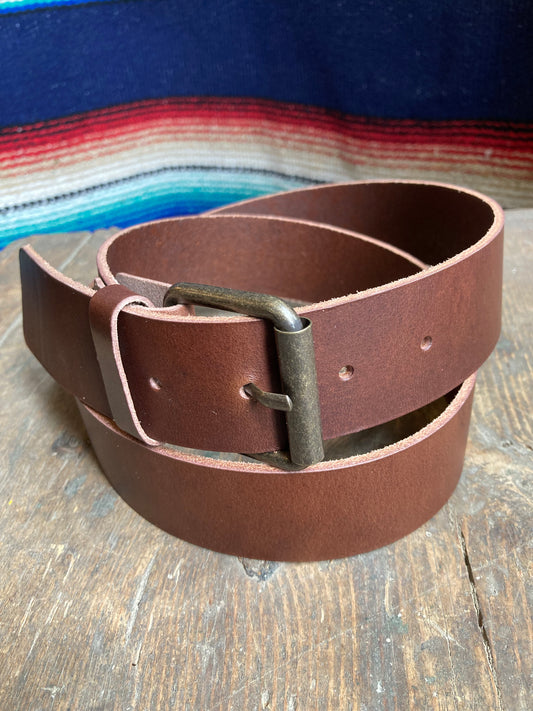 Läderbälte Brunt / Antikmässing